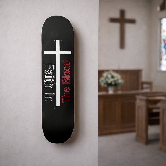 Geloof in het bloed witte kruis skateboard