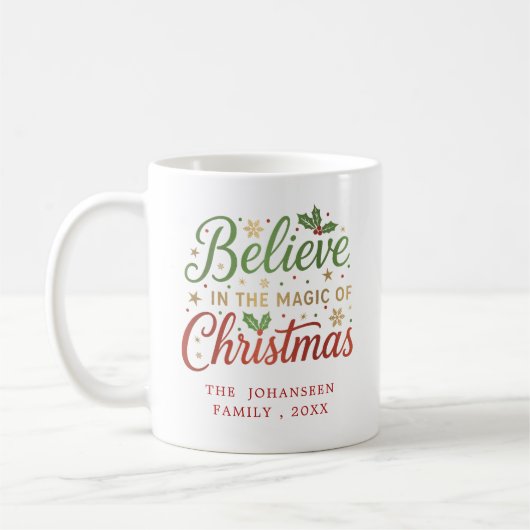 Geloof in het Kerstscript Modern Simple Trendy Koffiemok (Links)