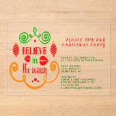 Geloof in het kerstseizoen acryl uitnodigingen (Voorkant)