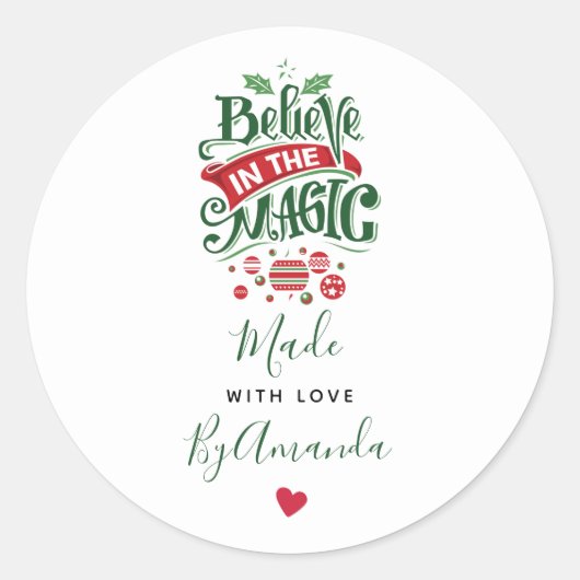 Geloof in het magische kerstfeest met liefde ronde sticker (Voorkant)