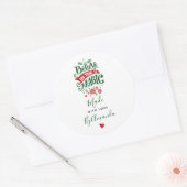 Geloof in het magische kerstfeest met liefde ronde sticker (Envelop)
