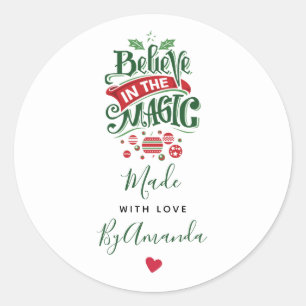 Geloof in het magische kerstfeest met liefde ronde sticker