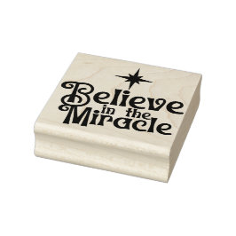 Geloof in het Miracle Christmas Square Wood Rubberstempel