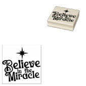 Geloof in het Miracle Christmas Square Wood Rubberstempel (Gestempeld)