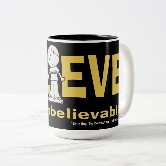Geloof in het ongelooflijke tweekleurige koffiemok (Voorkant rechts)