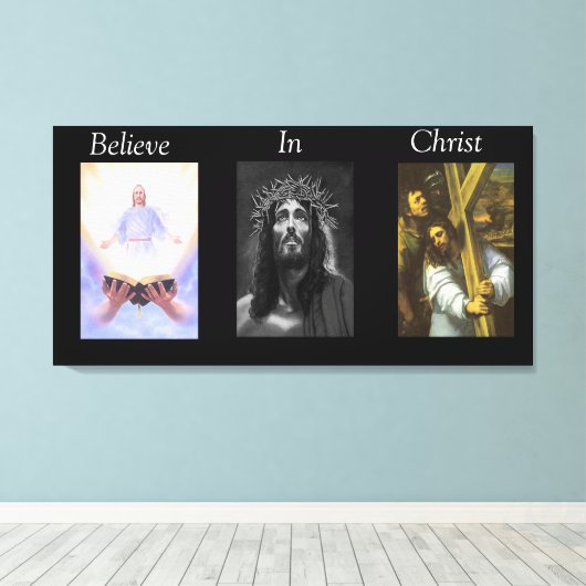 Geloof in het schilvas met Christus op schaal 8 Canvas Afdruk (Insitu (Houten vloer))