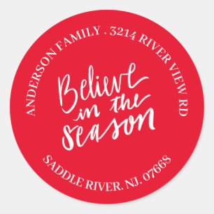 Geloof in het Seizoen Kerstmis Adreslabel Ronde Sticker