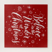 Geloof in het wonder van de kerstbelettering van J Legpuzzel (Horizontaal)