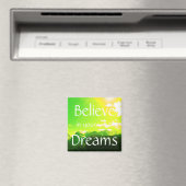 Geloof in je dromen bergen met gele lucht magneet (Insitu (Vaatwasser))