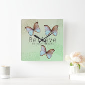Geloof in je dromen Butterflies Vierkante Klok (Huis)
