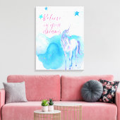 Geloof in je dromen Eenhoorn Canvas Afdruk (Insitu (Woonkamer))