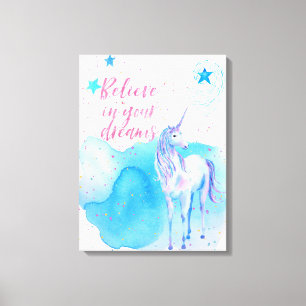 Geloof in je dromen Eenhoorn Canvas Afdruk
