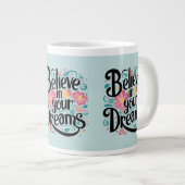 Geloof in je dromen Floral Whimsical Art Grote Koffiekop (Voorkant rechts)