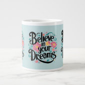 Geloof in je dromen Floral Whimsical Art Grote Koffiekop (Voorkant)