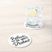 Geloof in je dromen ronde kartonnen onderzetter (Insitu)