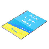 Geloof in je dromen, tropisch strand, jouw naam notitieboek (Linkerzijde)