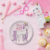 "Geloof in je dromen" Unicorn Girls Birthday 7" Papieren Bordje (Feest)