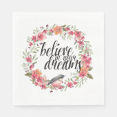 Geloof in je dromen Vogel Roze Bloemen Servet (Voorkant)