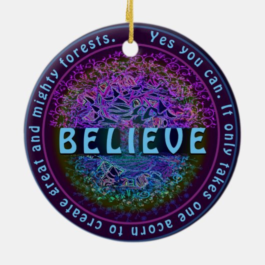 Geloof in je eigen positieve boodschap keramisch ornament (Achterkant)