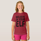 GELOOF IN JE ELF Funny T-shirts Kinder Meisjes Jon (Voorkant volledig)