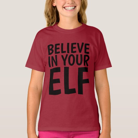 GELOOF IN JE ELF Funny T-shirts Kinder Meisjes Jon (Voorkant)