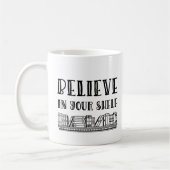 Geloof in je plank koffiemok (Links)