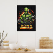 Geloof in jezelf, Alien Bodybuilder Fitness Workou Poster (Keuken)