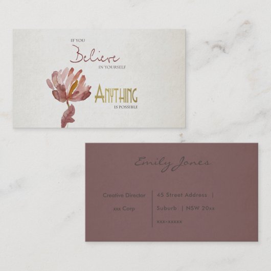 GELOOF IN JEZELF, ALLES WAT MOGELIJK IS, ZORGT VOO VISITEKAARTJE (Voorkant / Achterkant)