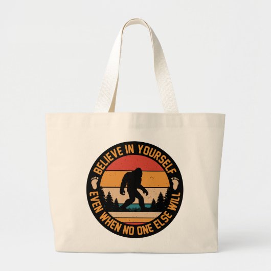 Geloof in jezelf Bigfoot Black Grote Tote Bag (Voorkant)