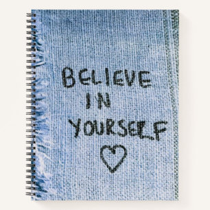 Geloof in jezelf Blue Denim Motivatie Notitieboek