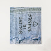 Geloof in jezelf Blue Denim Motivatie Wandkleed (Voorkant)