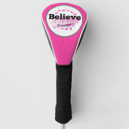 Geloof In Jezelf Citaat Waterverf Roze Stippen Golfheadcover