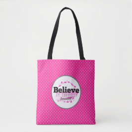 Geloof In Jezelf Citaat Waterverf Roze Stippen Tote Bag