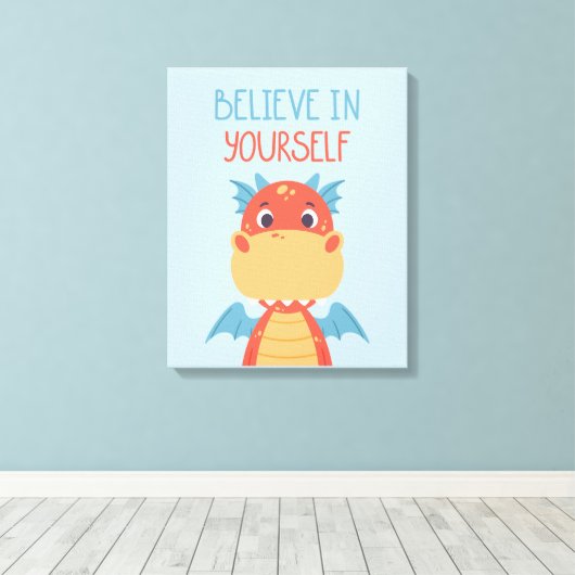 Geloof in jezelf Dragon Canvas Afdruk (Insitu (Houten vloer))