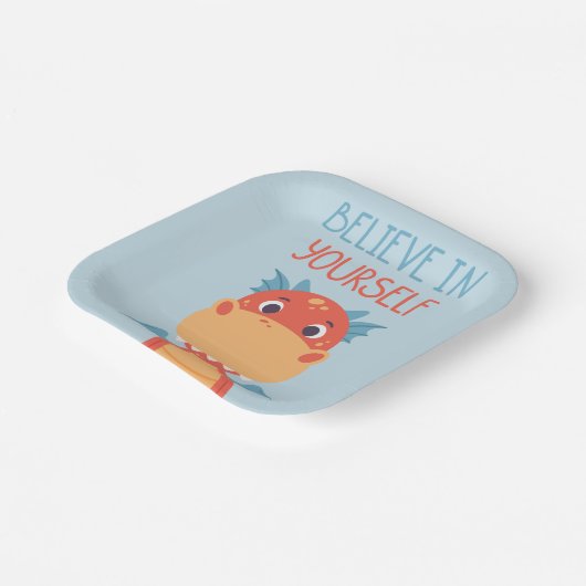 Geloof in jezelf Dragon Papieren Bordje (Gebogen)