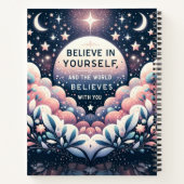 Geloof in jezelf en de wereld zal notitieboek (Achterkant)