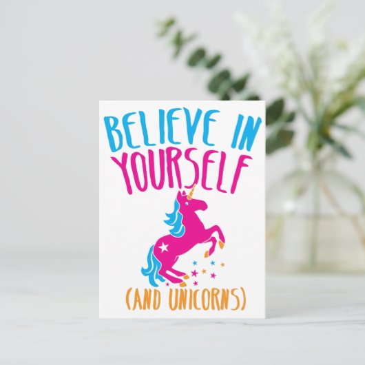 Geloof in jezelf (en eenhoorns) briefkaart (Staand voorkant)