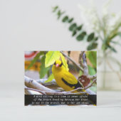 Geloof in jezelf, gele vogel op bijkantoor briefkaart (Staand voorkant)