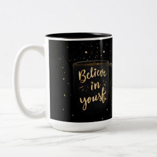 "Geloof in jezelf" Gouden Glitter Koffiemok  Tweekleurige Koffiemok