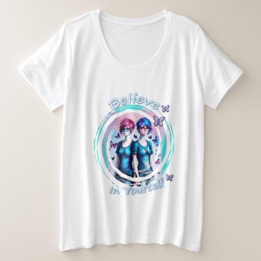Geloof in jezelf grote maat t-shirt (Design voorkant)
