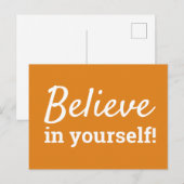 Geloof in jezelf Inspiratie Quote Sinaasappel Wit Briefkaart (Voorkant / Achterkant)