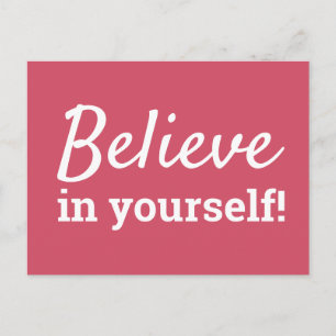 Geloof in jezelf Inspirerend citaat Roze Wit Briefkaart