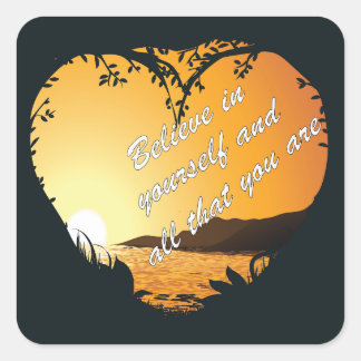 Geloof in jezelf – Inspirerend hart Vierkante Sticker