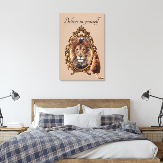 Geloof in jezelf |  Inspirerend lion Canvas Afdruk (Insitu (Slaapkamer))