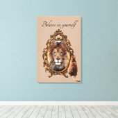 Geloof in jezelf | Inspirerend lion Canvas Afdruk (Insitu (Houten vloer))