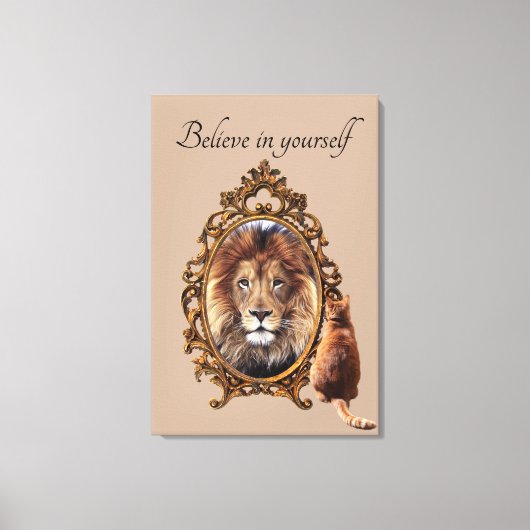 Geloof in jezelf | Inspirerend lion Canvas Afdruk (Voorkant)