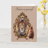 Geloof in jezelf | Inspirerend lion Kaart (Gele Bloem)