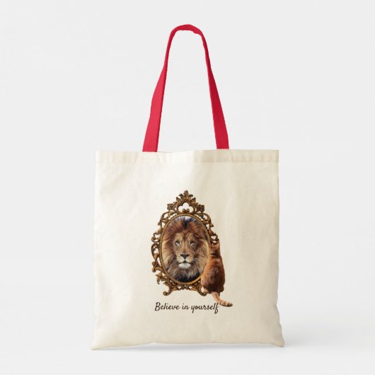 Geloof in jezelf | Inspirerend lion Tote Bag (Achterkant)