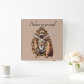 Geloof in jezelf | Inspirerend lion Vierkante Klok (Huis)