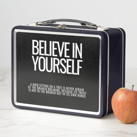 Geloof in jezelf - Inspirerend metalen lunchbox (In situ)